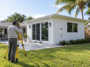 As Built Surveys document a completed Fort Lauderdale home addition, including its walls, patio, and roofline.